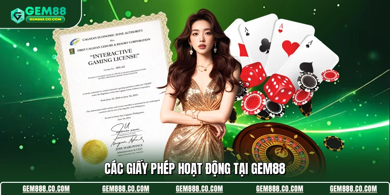 Các giấy phép hoạt động tại Gem88